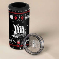 Viking Christmas 4 in 1 Can Cooler Tumbler with Fa La La La La Valhalla Quote and Longship Nordic Pattern - Wonder Print Shop