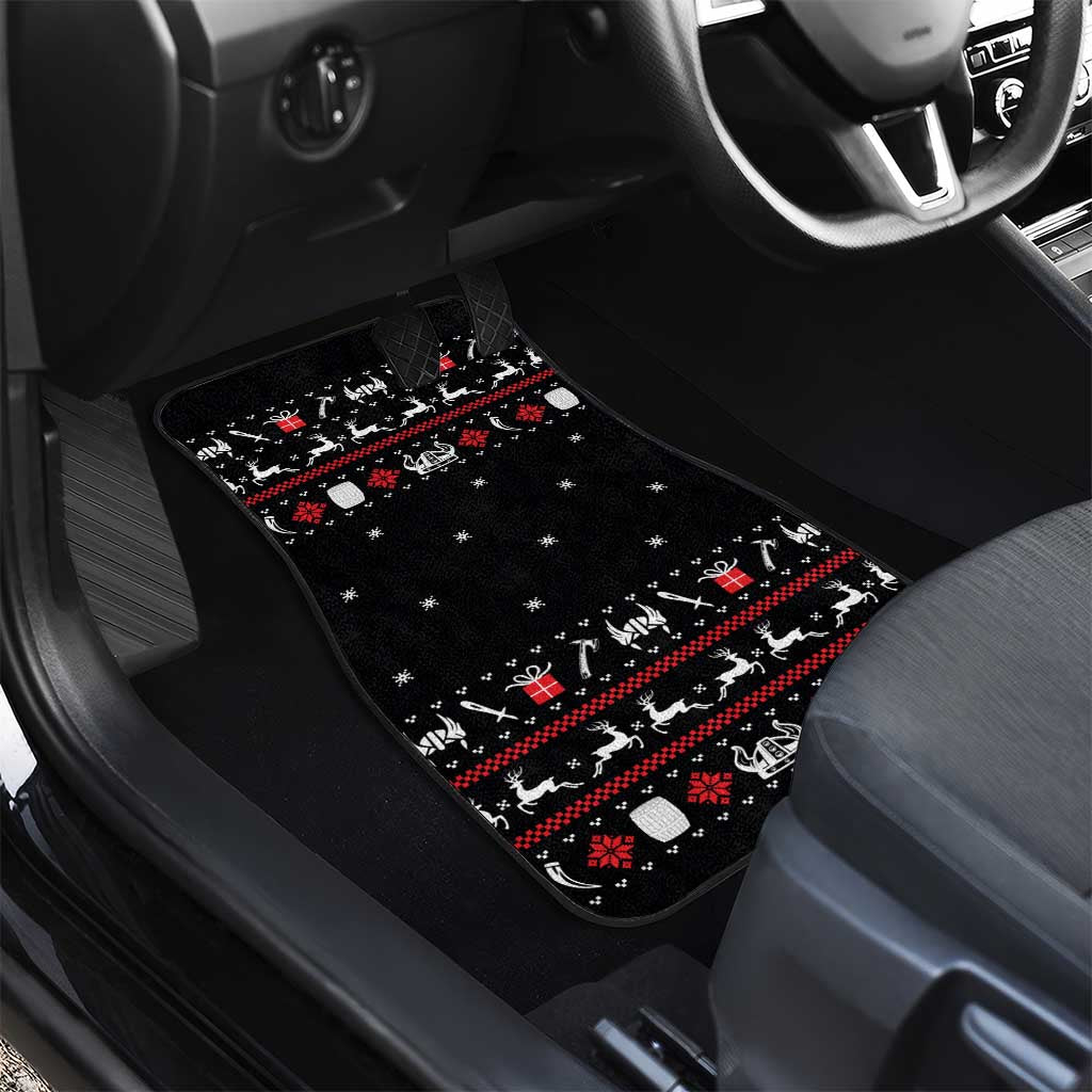 Viking Christmas Car Mats with Fa La La La La Valhalla Quote and Longship Nordic Pattern - Wonder Print Shop