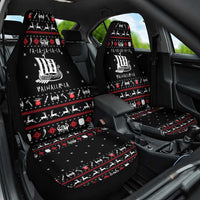 Viking Christmas Car Seat Cover with Fa La La La La Valhalla Quote and Longship Nordic Pattern - Wonder Print Shop