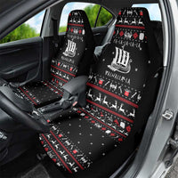 Viking Christmas Car Seat Cover with Fa La La La La Valhalla Quote and Longship Nordic Pattern - Wonder Print Shop