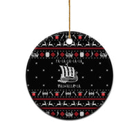 Viking Christmas Ceramic Ornament with Fa La La La La Valhalla Quote and Longship Nordic Pattern - Wonder Print Shop