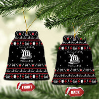 Viking Christmas Ceramic Ornament with Fa La La La La Valhalla Quote and Longship Nordic Pattern - Wonder Print Shop