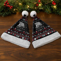 Viking Christmas Santa Hat with Fa La La La La Valhalla Quote and Longship Nordic Pattern - Wonder Print Shop