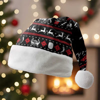 Viking Christmas Santa Hat with Fa La La La La Valhalla Quote and Longship Nordic Pattern - Wonder Print Shop