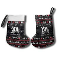 Viking Christmas Stocking with Fa La La La La Valhalla Quote and Longship Nordic Pattern - Wonder Print Shop