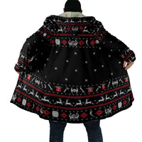 Viking Christmas Cloak with Fa La La La La Valhalla Quote and Longship Nordic Pattern - Wonder Print Shop