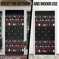 Viking Christmas Door Cover with Fa La La La La Valhalla Quote and Longship Nordic Pattern - Wonder Print Shop