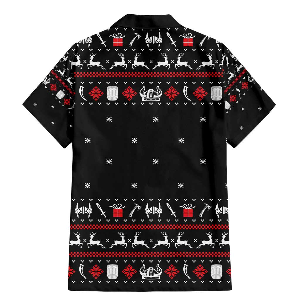 Viking Christmas Family Matching Mermaid Dress and Hawaiian Shirt with Fa La La La La Valhalla Quote and Longship Nordic Pattern - Wonder Print Shop