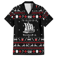 Viking Christmas Family Matching Off The Shoulder Long Sleeve Dress and Hawaiian Shirt with Fa La La La La Valhalla Quote and Longship Nordic Pattern - Wonder Print Shop