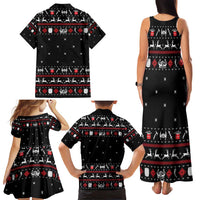 Viking Christmas Family Matching Tank Maxi Dress and Hawaiian Shirt with Fa La La La La Valhalla Quote and Longship Nordic Pattern - Wonder Print Shop
