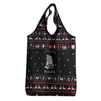 Viking Christmas Grocery Bag with Fa La La La La Valhalla Quote and Longship Nordic Pattern - Wonder Print Shop