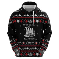 Viking Christmas Hoodie with Fa La La La La Valhalla Quote and Longship Nordic Pattern - Wonder Print Shop