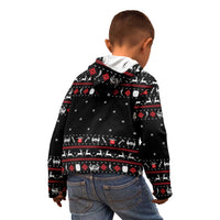 Viking Christmas Kid Hoodie with Fa La La La La Valhalla Quote and Longship Nordic Pattern - Wonder Print Shop