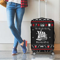 Viking Christmas Luggage Cover with Fa La La La La Valhalla Quote and Longship Nordic Pattern - Wonder Print Shop