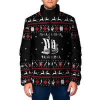 Viking Christmas Padded Jacket with Fa La La La La Valhalla Quote and Longship Nordic Pattern - Wonder Print Shop