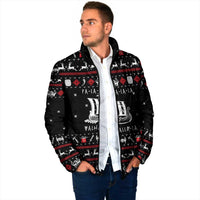 Viking Christmas Padded Jacket with Fa La La La La Valhalla Quote and Longship Nordic Pattern - Wonder Print Shop