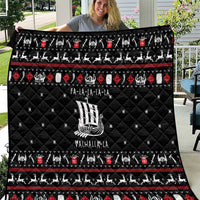 Viking Christmas Quilt with Fa La La La La Valhalla Quote and Longship Nordic Pattern - Wonder Print Shop