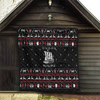 Viking Christmas Quilt with Fa La La La La Valhalla Quote and Longship Nordic Pattern - Wonder Print Shop