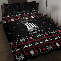 Viking Christmas Quilt Bed Set with Fa La La La La Valhalla Quote and Longship Nordic Pattern - Wonder Print Shop