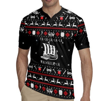 Viking Christmas Rugby Jersey with Fa La La La La Valhalla Quote and Longship Nordic Pattern - Wonder Print Shop