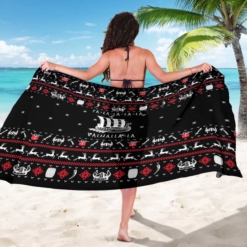Viking Christmas Sarong with Fa La La La La Valhalla Quote and Longship Nordic Pattern - Wonder Print Shop