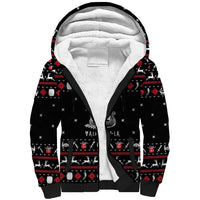 Viking Christmas Sherpa Hoodie with Fa La La La La Valhalla Quote and Longship Nordic Pattern - Wonder Print Shop
