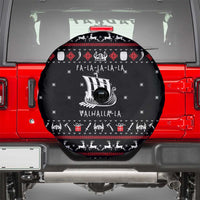 Viking Christmas Spare Tire Cover with Fa La La La La Valhalla Quote and Longship Nordic Pattern - Wonder Print Shop