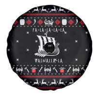 Viking Christmas Spare Tire Cover with Fa La La La La Valhalla Quote and Longship Nordic Pattern - Wonder Print Shop