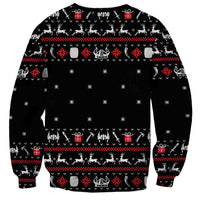 Viking Christmas Sweatshirt with Fa La La La La Valhalla Quote and Longship Nordic Pattern - Wonder Print Shop