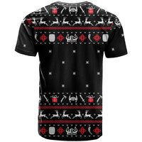 Viking Christmas T Shirt with Fa La La La La Valhalla Quote and Longship Nordic Pattern - Wonder Print Shop