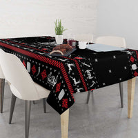 Viking Christmas Tablecloth with Fa La La La La Valhalla Quote and Longship Nordic Pattern - Wonder Print Shop