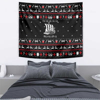 Viking Christmas Tapestry with Fa La La La La Valhalla Quote and Longship Nordic Pattern - Wonder Print Shop