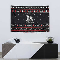 Viking Christmas Tapestry with Fa La La La La Valhalla Quote and Longship Nordic Pattern - Wonder Print Shop