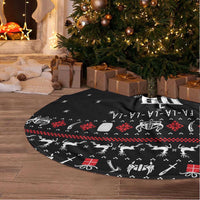 Viking Christmas Tree Skirt with Fa La La La La Valhalla Quote and Longship Nordic Pattern - Wonder Print Shop