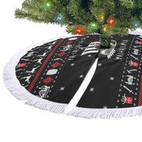 Viking Christmas Tree Skirt with Fa La La La La Valhalla Quote and Longship Nordic Pattern - Wonder Print Shop
