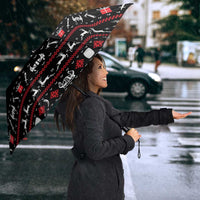 Viking Christmas Umbrella with Fa La La La La Valhalla Quote and Longship Nordic Pattern - Wonder Print Shop