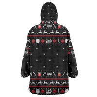Viking Christmas Wearable Blanket Hoodie with Fa La La La La Valhalla Quote and Longship Nordic Pattern - Wonder Print Shop