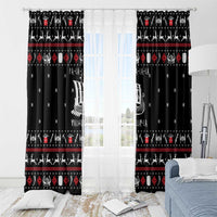 Viking Christmas Window Curtain with Fa La La La La Valhalla Quote and Longship Nordic Pattern - Wonder Print Shop