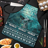 Viking Valhalla Christmas Apron with Norse Symbols Raven and Fa La La La Design - Wonder Print Shop