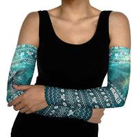 Viking Valhalla Christmas Arm Sleeves with Norse Symbols Raven and Fa La La La Design - Wonder Print Shop