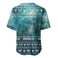 Viking Valhalla Christmas Baseball Jersey with Norse Symbols Raven and Fa La La La Design - Wonder Print Shop