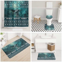 Viking Valhalla Christmas Bathroom Set with Norse Symbols Raven and Fa La La La Design - Wonder Print Shop