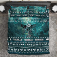 Viking Valhalla Christmas Bedding Set with Norse Symbols Raven and Fa La La La Design - Wonder Print Shop
