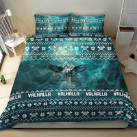 Viking Valhalla Christmas Bedding Set with Norse Symbols Raven and Fa La La La Design - Wonder Print Shop