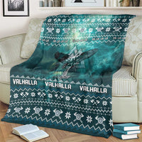 Viking Valhalla Christmas Blanket with Norse Symbols Raven and Fa La La La Design - Wonder Print Shop