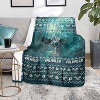 Viking Valhalla Christmas Blanket with Norse Symbols Raven and Fa La La La Design - Wonder Print Shop
