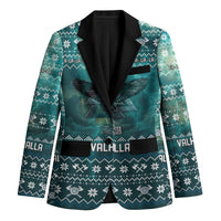 Viking Valhalla Christmas Blazer with Norse Symbols Raven and Fa La La La Design - Wonder Print Shop