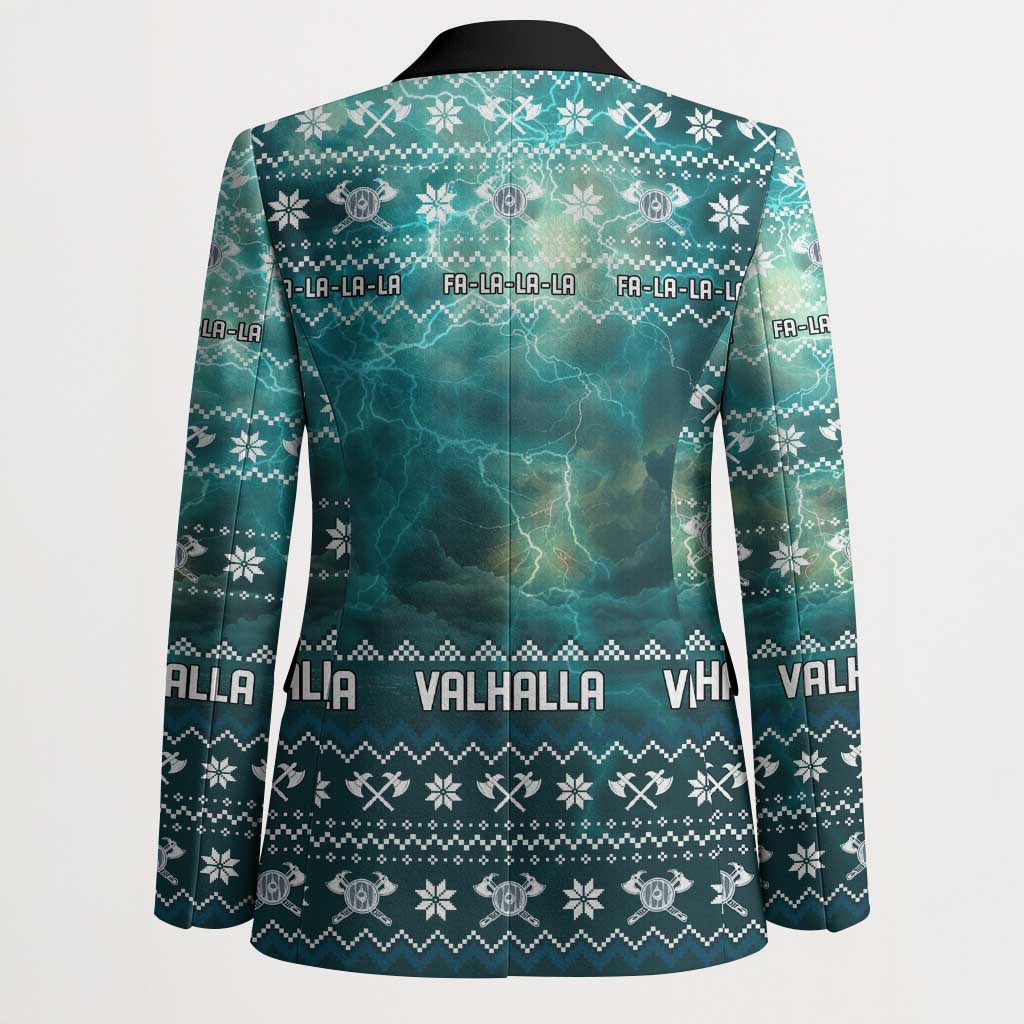 Viking Valhalla Christmas Blazer with Norse Symbols Raven and Fa La La La Design - Wonder Print Shop