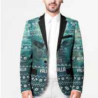 Viking Valhalla Christmas Blazer with Norse Symbols Raven and Fa La La La Design - Wonder Print Shop