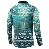 Viking Valhalla Christmas Button Sweatshirt with Norse Symbols Raven and Fa La La La Design - Wonder Print Shop
